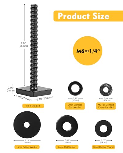 Image of T Slot Bolts for Roof Rack Cross Bars, Platform, Cargo Basket, Stainless Square T Track Bolt Adapter to Secure Bike /Ski /Kayak Rack, Solar Panel, Awning, 4mm Thick