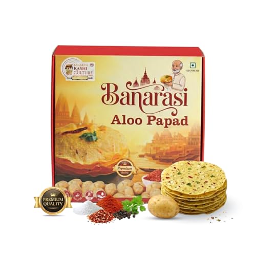 Image of BANARASI KASHI CULTURE Banarasi Potato Papad | Handmade Sun-Dried Aloo Papad | Traditional Indian Crispy Snack | Ready to Fry Papad | Authentic Taste from Varanasi (Pack Of 1, 500 Gram)