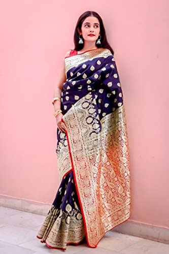 Image of Rameshwaram Fabrics Women's Banarasi Satin Saree With Blouse Piece