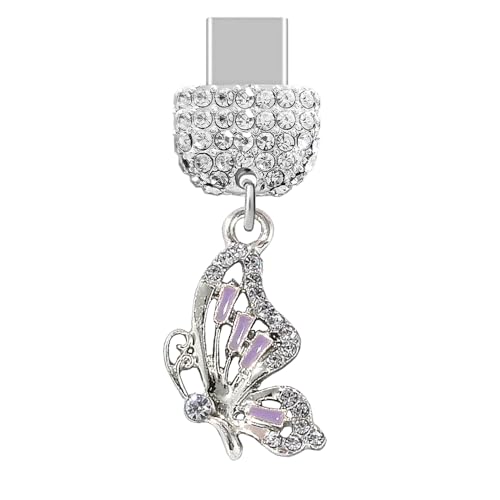 Bouchon anti-poussière Type C papillon violet ELISE & FONDA pour smartphone