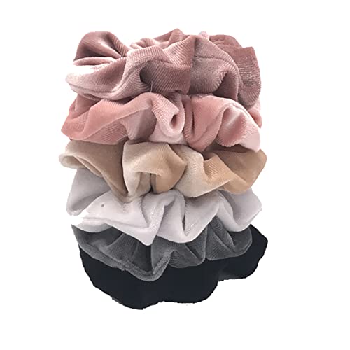 Scrunchies for Women, 6 Pack Soft Suede Bandana Hair Bands and Scrunchies (Suede Series)