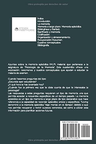 Miniatura 2 de MEMORIA EPISÓDICA Psicología de la memoria. (Grado de Psicología) (Spanish Edition)