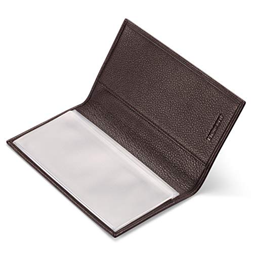 Image of HISCOW Minimalist Checkbook Cover - Full Grain Leather (Pebbled Coffee)