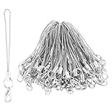 50 Stücke Einfache Silber Handy Lanyard Strap für Schlüssel Schlüsselanhänger,Handyanhänger Schlaufen mit Karabiner,Telefonring Strap Handy Charm Cord zum Pendents USB Schüsselanhänger