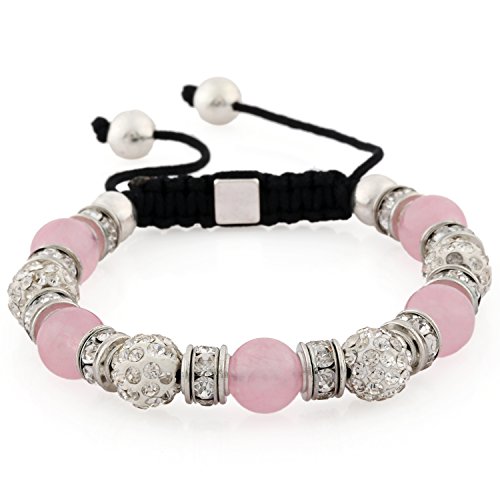 Preisvergleich Produktbild Morella® Damen Armband Schmucksteine und Zirkonia Strass verstellbar Silber - rosa