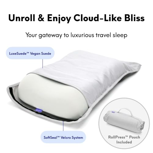 Image of Cushion Lab Travel Deep Sleep Pillow - Compact Memory Foam Neck Pillow for Sleeping, Portable Pillow for Hotels, Camping, Side & Back Sleepers, On-the-Go - Calm Grey