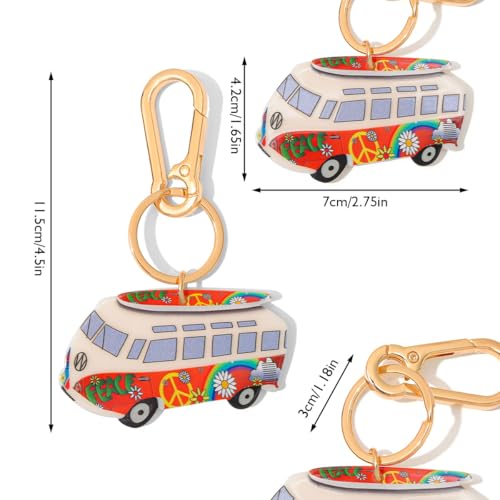 Car Shape Bag Charm Keychain - Colorful LOVE Design Acrylic Purse Accessory with Gold Lobster Clasp (Unisex)