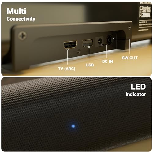 Image of ZEBRONICS 90 Watts, Compact Soundbar, Home Theatre, Dual Driver Soundbar, 11.43cm Subwoofer, HDMI ARC, Bluetooth v5.1, Wall Mountable, Glossy Finish (Juke BAR 200A)