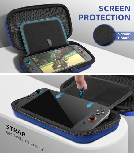 Image of TiMOVO Carrying Case for Nintendo Switch 2 (2025),Dark Blue | Large Capacity, Hard Shell Protective, 10 Game Card Slots, Pockets for Console & Accessories, Portable Travel Pouch