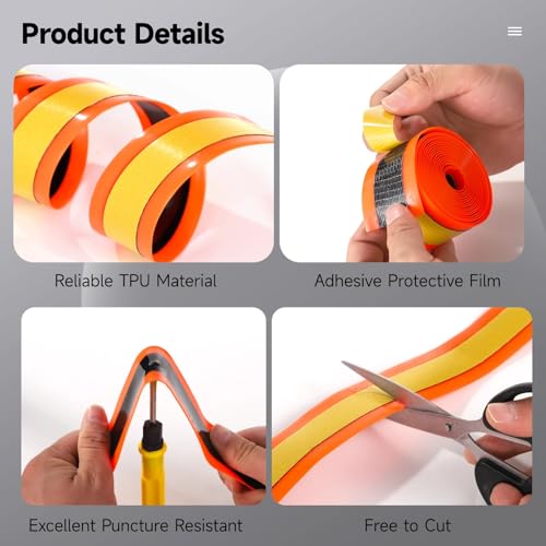 2 Rollos de Protectores Internos para Neumáticos de Bicicleta, 1,5 pulgadas de Ancho, Cinta Antiperforación de TPU de 15 pies, 1,2 mm de Grosor con Tres Capas, Tira Autoadhesiva para Neumáticos de Bicicleta de Montaña y de Carretera miniatura 3