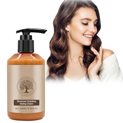 Crema De Peinar Rizos De Rizos, Acondicionador Hidratante Rizos, Crema Activador De Rizos Y Ondas, Crema De Estilismo Hidratante, Volumen Marroquí, Hace Que Los Rizos Reboten Y Brillen, 300ml
