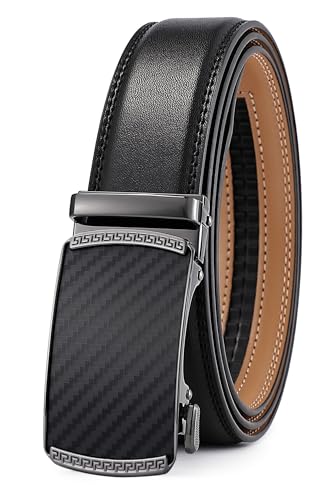 Image of Lingli Men's Belt,Ratchet Dress Belt with Automatic Buckle Brown /Black-Trim to Fit-35mm wide
