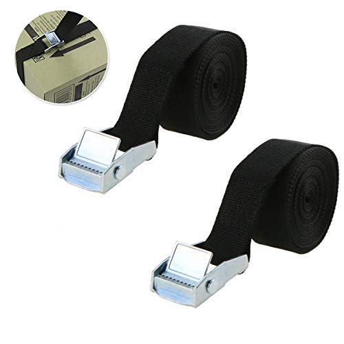 Dawa Lot de 2 du Noir 2 m Cam Boucle d'arrimage Sangles Sangles d'arrimage pour Transporteurs Bagages Cargo