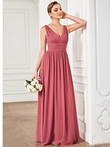 Image of Ever-Pretty Womens Bridesmaid Dress V-Neck Sleeveless A Line Chiffon Floor Length Formal Dress 09016