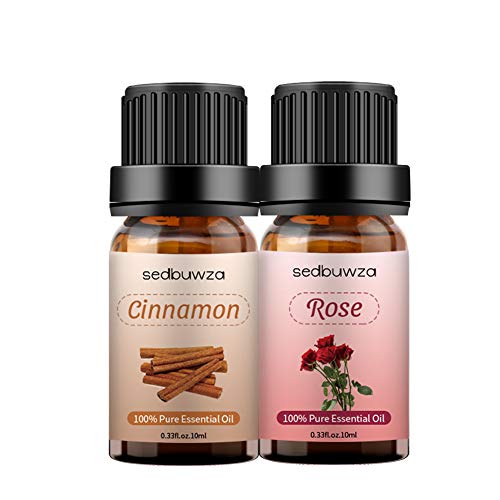 2pcs Rose + Cinnamon Essential Oil Sets Essential Oil Set 10ml - 100% Pure Essential Oils Set for Aromatherapy Kit