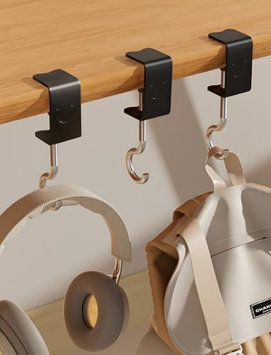 1 Pack Purse Hook for Table Hooks, Adjustable Heavy-Duty Clamp-On...