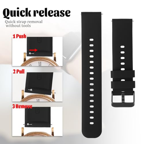 2 Pcs Silicone Watch Bands, Quick Release Soft Rubber Replacement Watch Bands Watch Straps for Men Women - Image 5