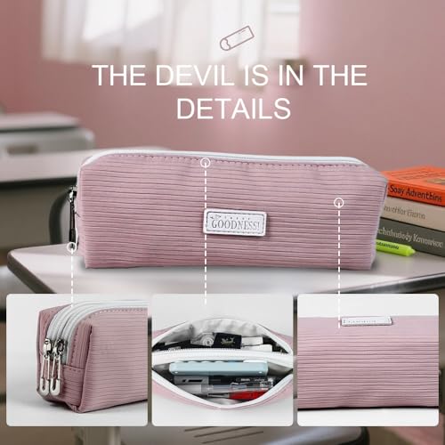 Image of Pencil Case for Girls, Dual Zipper Pen Pouch, Small Aesthetic Stationery Bag, Cute Makeup Organizer, Portable Storage Bag