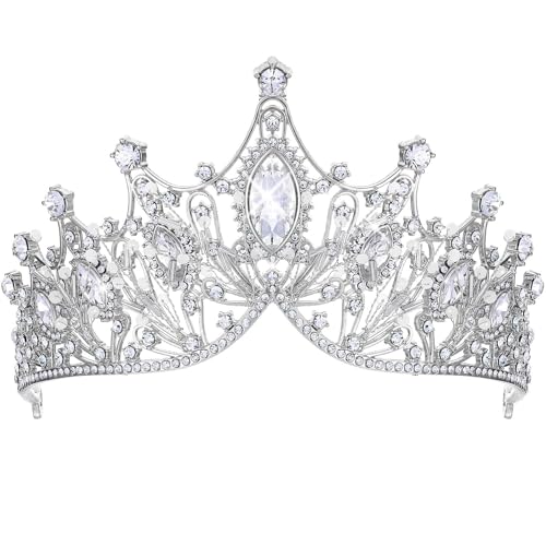 TITIVATE Tiara de cristal para boda, tiara de novia, tiara de cristal, corona de princesa, tiara, cristal, estrás, aleación,