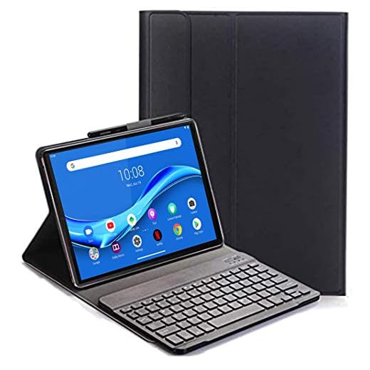 RLTech Tangentbordsfodral för Lenovo Tab M10 FHD Plus – (QWERTY Layout), Ultra Slim Flip med avtagbart trådlöst tangentbordsstativ fodral för Lenovo Tab M10 FHD Plus TB-X606F 25 cm, svart