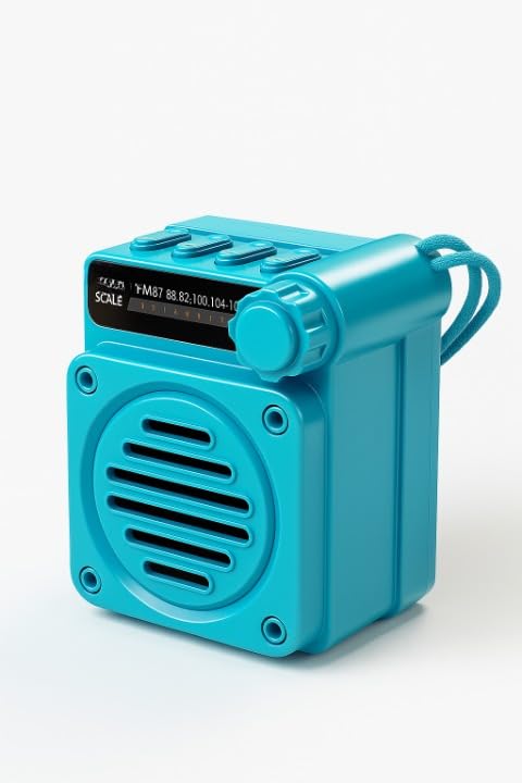 Image of Fire Turtle Pocket Blast FM Radio with Bluetooth Speaker with Powerful Sound,FM Recording, Antenna, 6w-12 Hours (USB Charging) and Number Pad (AUX, SD Card, USB Input) (Mini Retro Blue)