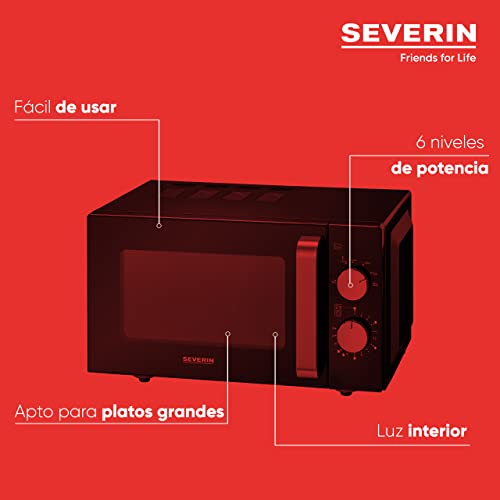 SEVERIN-Microondas-individual-con-base-de-ceramica-microondas-analogico-para-calentar-y-descongelar-microondas-manual-apto-para-platos-cuadrados-negroacero-inoxidable-MW-7761