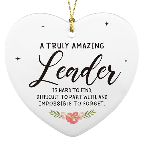 Boss Gifts for Women Men, A Truly Amazing Leader Christmas Ornaments Keepsake Sign Heart Plaque with Gift Box, Thank You Gifts Leader Gifts Best Boss Gifts for Women Men