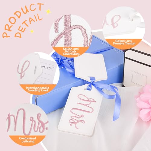 Image of Chelmon Mr and Mrs Tags for Couples, Bride Groom Honeymoon Travel Gifts, White & Gray | Bridal Shower, Engagement & Wedding Gifts - Personalized Registry Essentials for Just Married Newlyweds