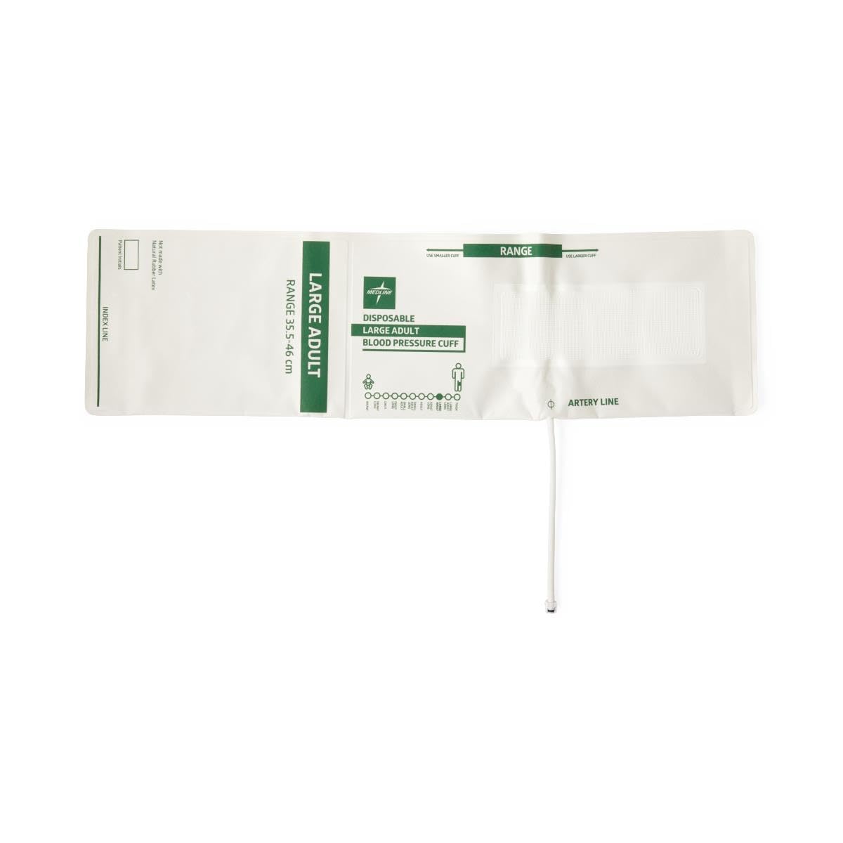 Disposable Soft Cloth 1-Tube Blood Pressure Cuff with Male Marquette Connector, Large Adult,5,Bag,MDS9914MQML