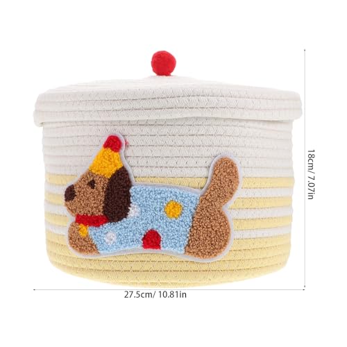 Panier de rangement en corde de coton avec couvercle boîte déco chien