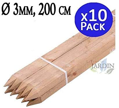 Suinga Pack 10 Estacas para Arboles 200 cm Ø 3 cm | Tutores con Punta | Poste para Vallas, Jardin y Plantas | Poste de Madera| Soporte para arboles