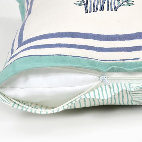 Image of BLOCKS OF INDIA Hand Block Printed Cotton Cushion Cover (16 x 16 inches) (Cushion 10)