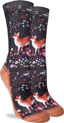 Good Luck Sock Women's Floral Fox Socks, Adult, Shoe Size 5-9