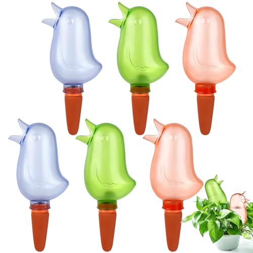 Eshylala 6 Pack Self Watering Spikes,Plant Watering Globes Automatic Drip Irrigation Self-Watering Stakes Moist Roots for Indoor Outdoor Plants Plant Watering Devices Bird Shape