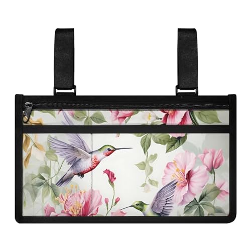 YORXINGY Muted Hummingbird Camping Chair Accessories Mobility Scooter Basket Durable Personalization Waterproof Organizer Bags to Hang on Side with Zipper for Home/Outdoor/Baby Cart