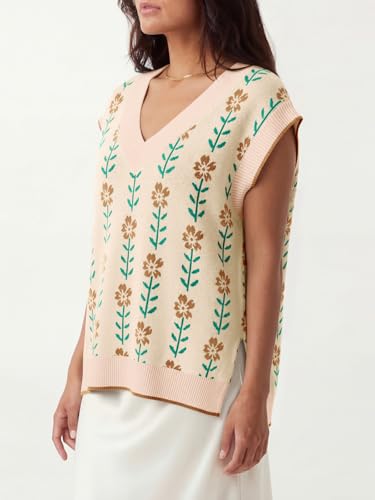 Image of Saodimallsu Womens V Neck Sweater Vest Oversized Ribbed Knit Sleeveless Casual Loose Fit Pullover Tank Top
