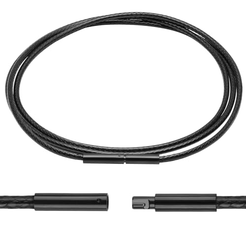 Luxeu Collier Cordon Homme, 2mm Cordon pour Pendentif, avec Fermoir, avec Boîte et PVC Sac, pour Pendentif, Bracelets, Collier (Longuer 50cm, Noir)