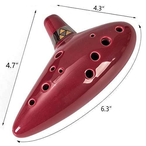 Mulucky Ocarina 12 Tones Alto C with Song Book Display Stand Neck Cord - Red Brown - Image 4