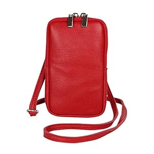 AmbraModa GLX17 – Crossbodytas, telefoontas van echt leer met afneembaar en verstelbare schouderriem, passend voor mobiele telefoon tot 6.5 inch.