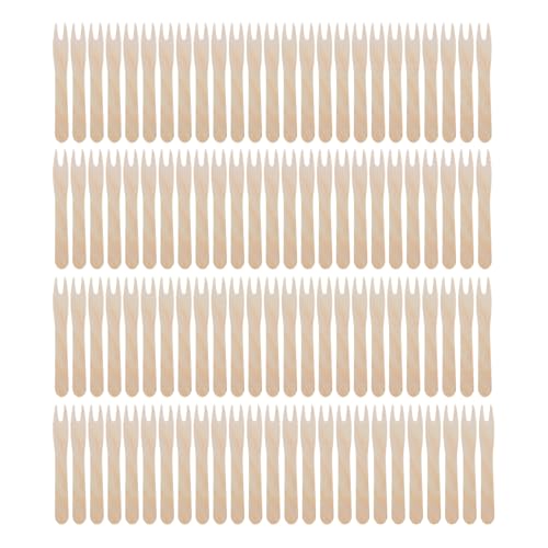200 Chip Forks, Cake Forks, Wooden Forks, Wooden Chips, Wooden Cutlery, Party Cutlery, French Fries, Forks, Party Tableware, Piekser for Party, Birthday, Camping and Picnic, 85 mm
