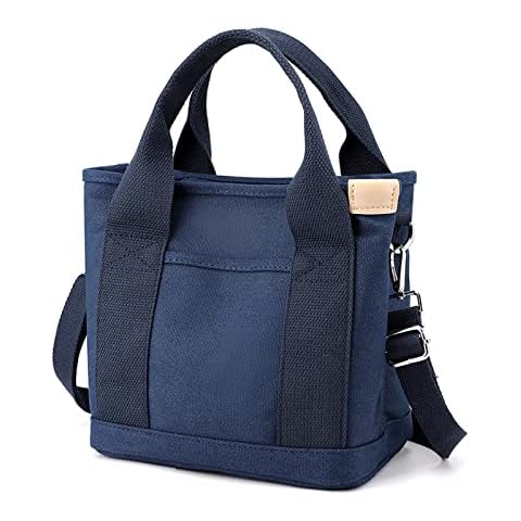 DNIEBW Small Tote Bag Blue Capacity Multi-Pocket Handbag Crossbody Bag Shoulder Bag Crossbody Purse Work Tote Bag for Women Mommy Bag Canvas Blue Cover