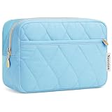 Noozion Makeup Bag Travel Toiletry Bag, Puffy Padded Cosmetic Bag for Women, Makeup Organizer Case, Wide-open Pouch Purse, Travel Essentials