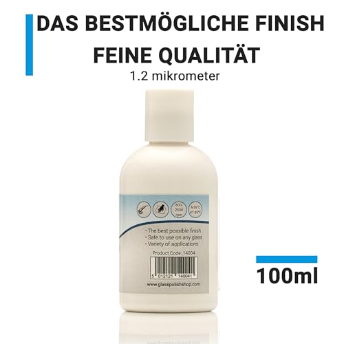 Glass Polish 14004 Glaspoliturpaste zum professionellen Polieren aller Glasoberflächen – 1,2 Mikron – 100 ml