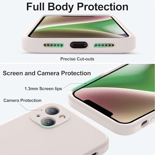 Image of Elzzi Microfiber Square Candy Case Compatible for iPhone 14, Shockproof Slim Back Cover Liquid Silicone Case - Off White