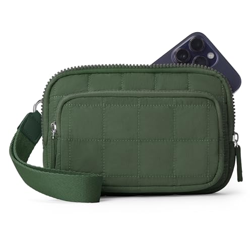 VONAL Wristlet Wallets for Women Nylon Quilted Wallet with 3 Zipper Purse for Travel Credit Card Holder Phone Organizer