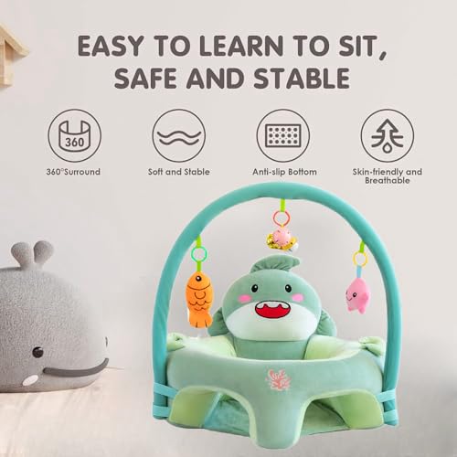 كرسي أريكة للأطفال للتدريب على الجلوس. مقعد داعم للحضانة مع وسادة واقية مخملية للأطفال (أخضر)