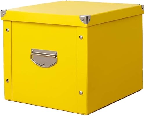 収納ボックス 折り畳み 収納ケース 大容量 蓋つき 取っ手付き おもちゃ箱 書類 衣類 日用雑貨 防水 頑丈 (38*33*30CM,Yellow)