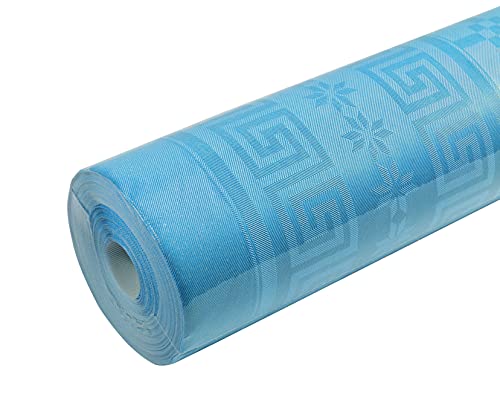 Nappe jetable papier damassé turquoise pour habiller table longue