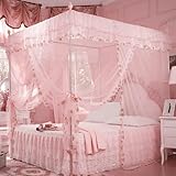 Décoration de chambre : le lit à baldaquin exquis a un design en dentelle, une combinaison de romance et d'élégance de princesse, pour améliorer le style de décoration de la chambre