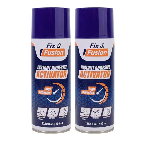FIX & FUSION Activateur Spray (400 ml) | Accélérateur Séchage pour Colle Cyanoacrylate (CA) Super Glue | Bois, Plastique, Caoutchouc, Granit & Bricolage | Adhérence Renforcée, Séchage Rapide (2 Pack)